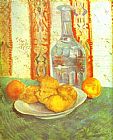 Life Canvas Paintings - Still Life with Bottle and Lemons on a Plate